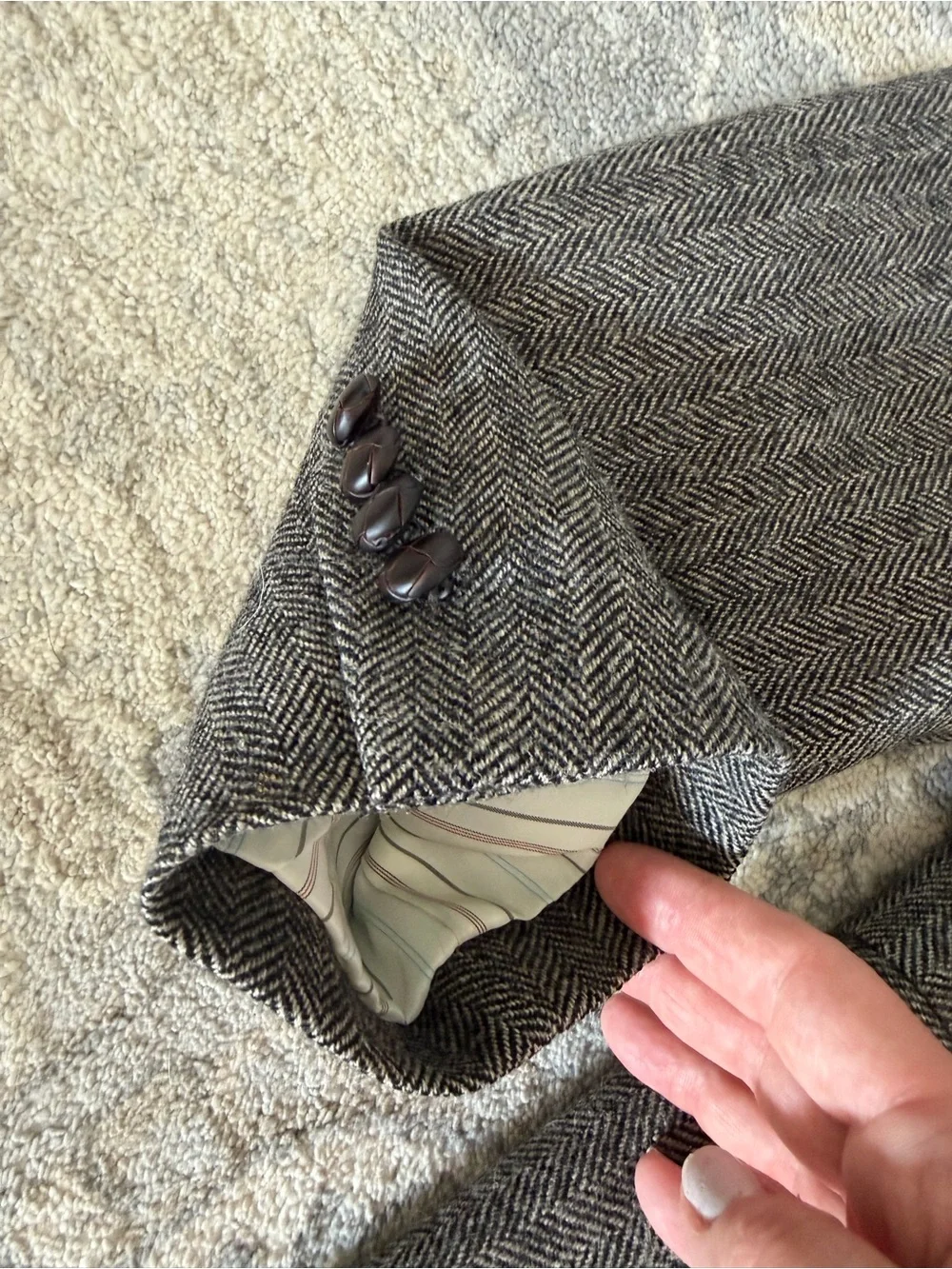 Lauren Ralph Lauren Black Label SLIM Fit Gray Herringbone Wool Sport Coat